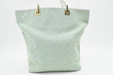 Gucci Tote in Teal GG Canvas and White Leather