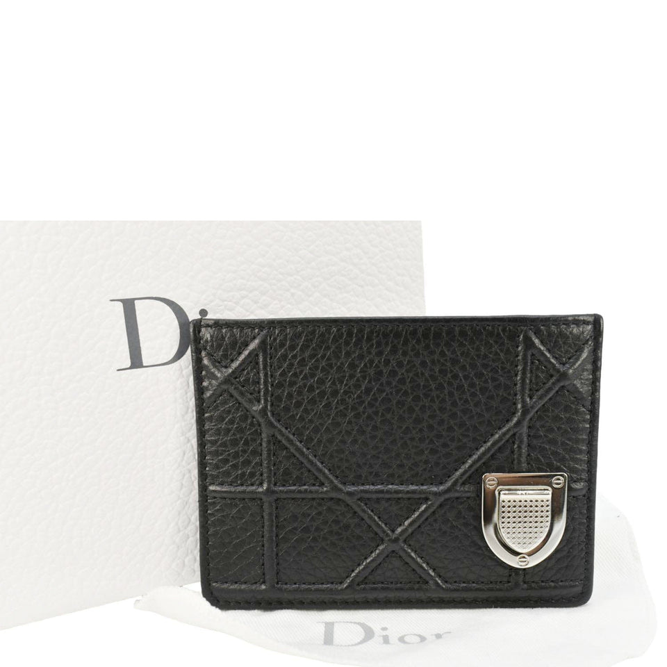 Christian Dior Diorama Cannage Leather  Holder Black