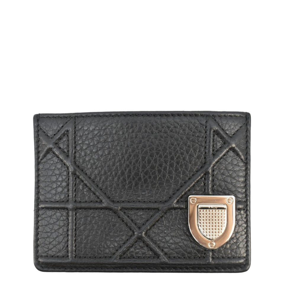Christian Dior Diorama Cannage Leather  Holder Black