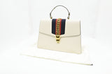 Gucci Large Sylvie Handbag in White Leather