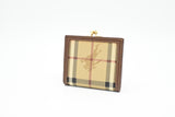 Burberry Compact Wallet in Beige Check Coated Canvas