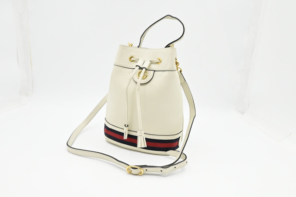 Gucci Ophidia Bucket Bag in White Leather