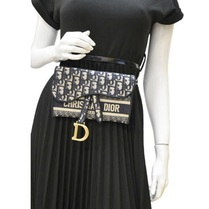 Christian Dior Saddle Oblique Canvas Belt Bag Navy Blue