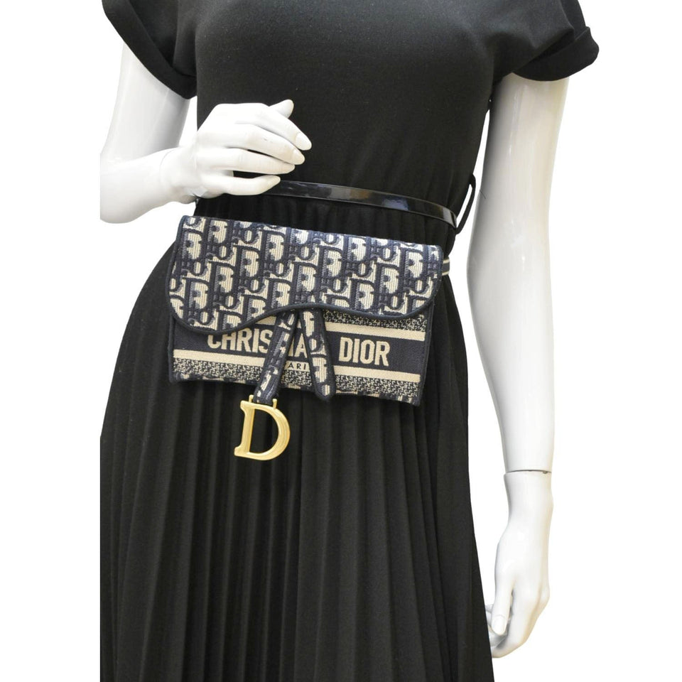 Christian Dior Saddle Oblique Canvas Belt Bag Navy Blue