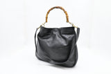 Gucci 2-Way Bamboo Tote Bag in Black Leather