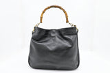 Gucci 2-Way Bamboo Tote Bag in Black Leather