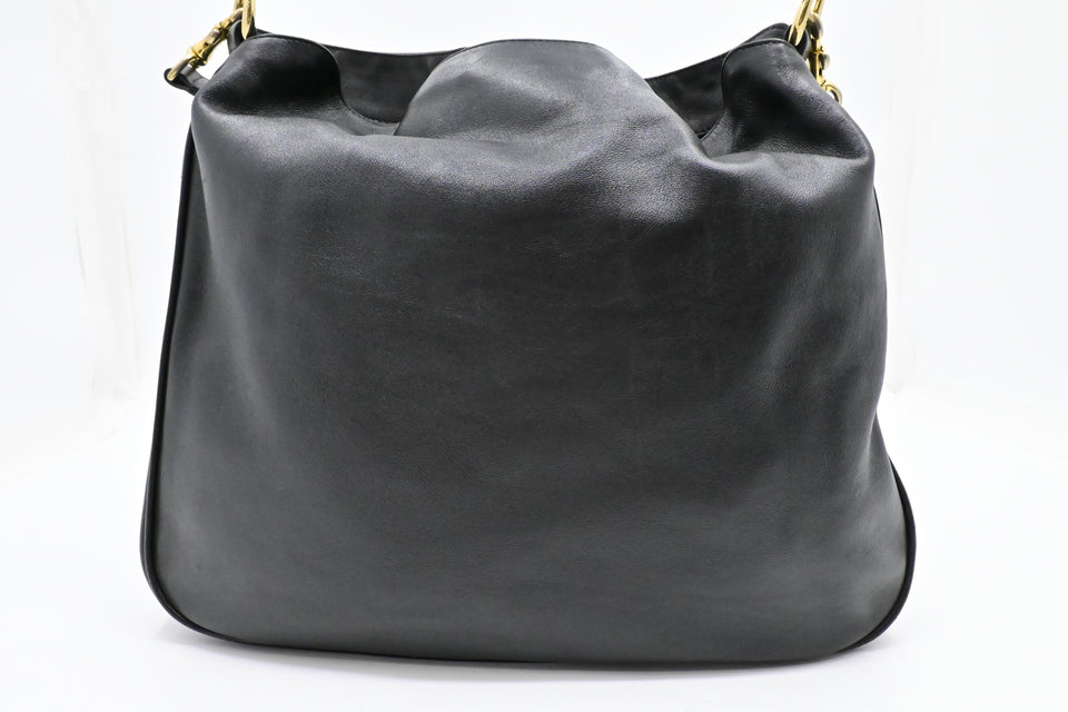 Gucci 2-Way Bamboo Tote Bag in Black Leather