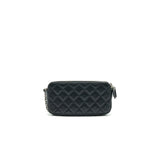 Chanel Double Zip Clutch with Chain Lambskin Black