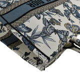 Christian Dior Book Butterfly Embroidered Canvas Tote Bag White