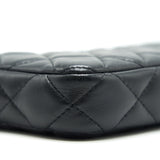 Chanel Double Zip Clutch with Chain Lambskin Black