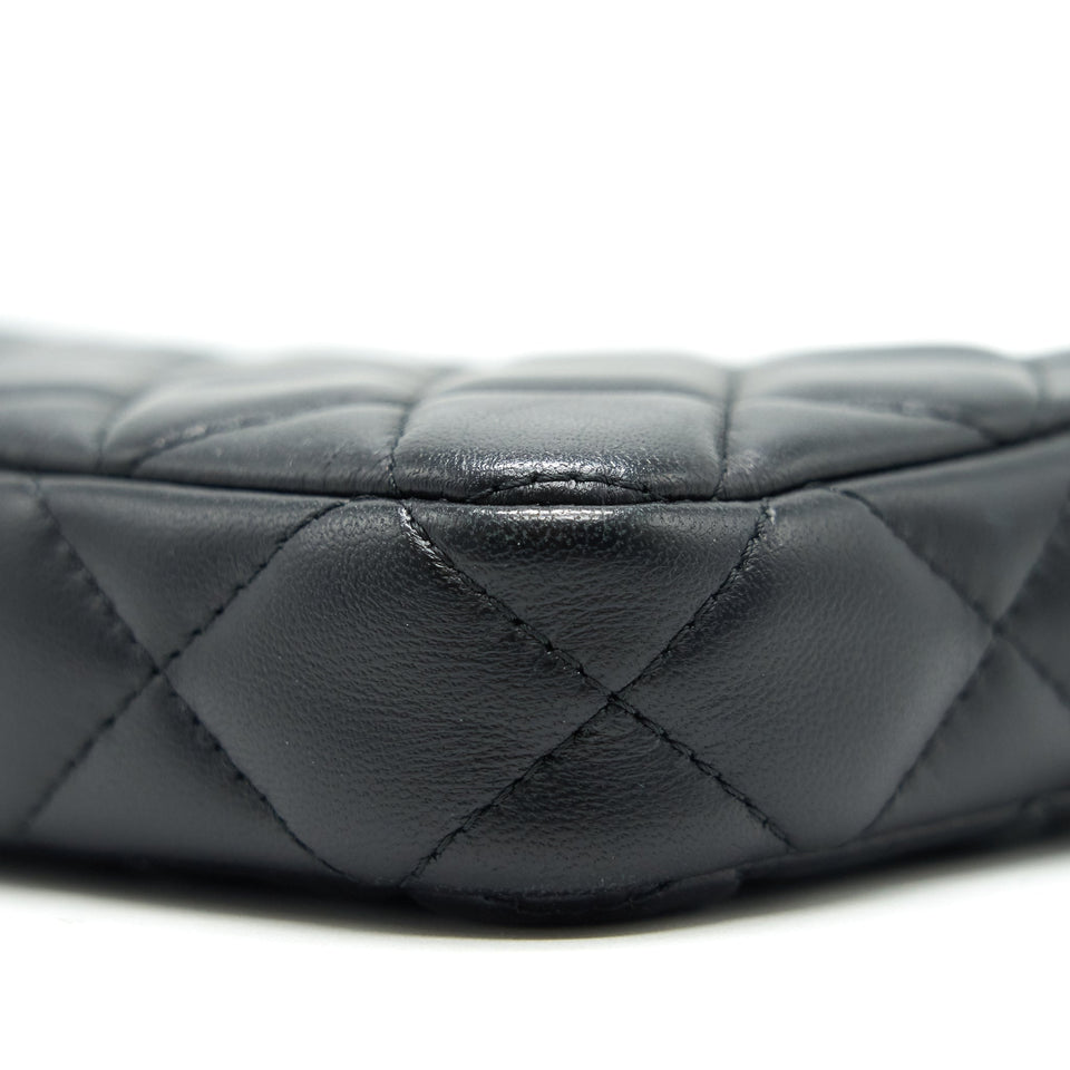 Chanel Double Zip Clutch with Chain Lambskin Black