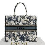 Christian Dior Book Butterfly Embroidered Canvas Tote Bag White