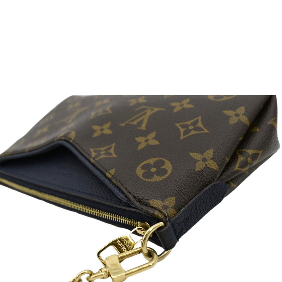 Louis Vuitton Pallas Monogram Canvas Clutch Crossbody Bag Navy Blue