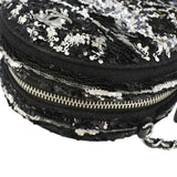 Chanel Round Tweed Clutch Crossbody Bag Black
