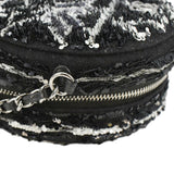 Chanel Round Tweed Clutch Crossbody Bag Black