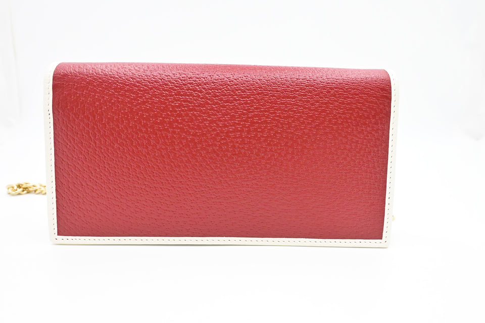 Gucci x Adidas Long Wallet on Chain in Red and White Leather