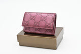 Gucci Key Pouch in Raspberry Metalic Guccissima Leather