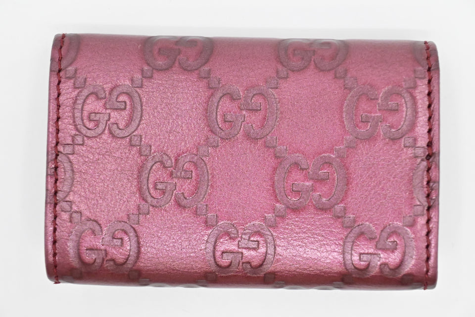 Gucci Key Pouch in Raspberry Metalic Guccissima Leather