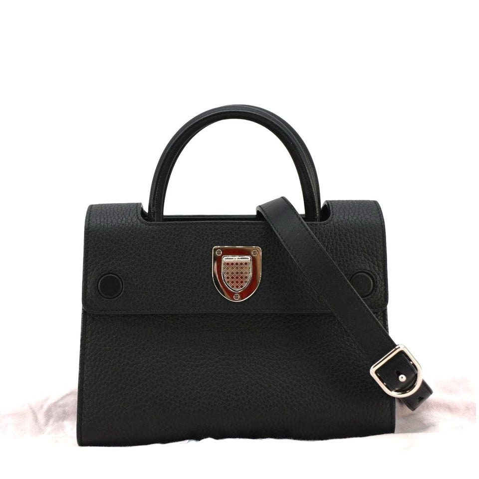Christian Dior Diorever Flap Leather Shoulder Bag Black