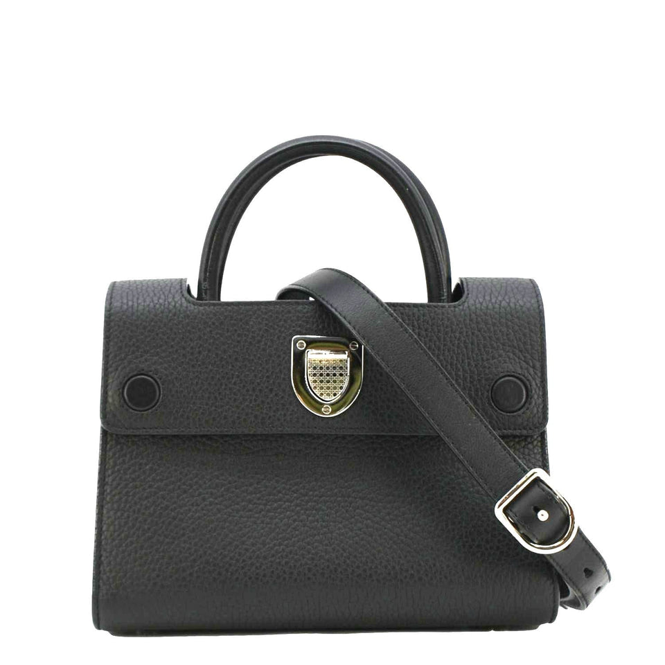 Christian Dior Diorever Flap Leather Shoulder Bag Black