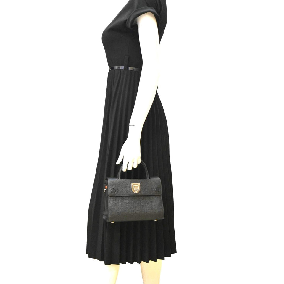 Christian Dior Diorever Flap Leather Shoulder Bag Black
