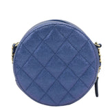 Chanel Round Clutch with Chain Mini Quilted Iridescent Caviar Leather Crossbody Bag Shiny Blue
