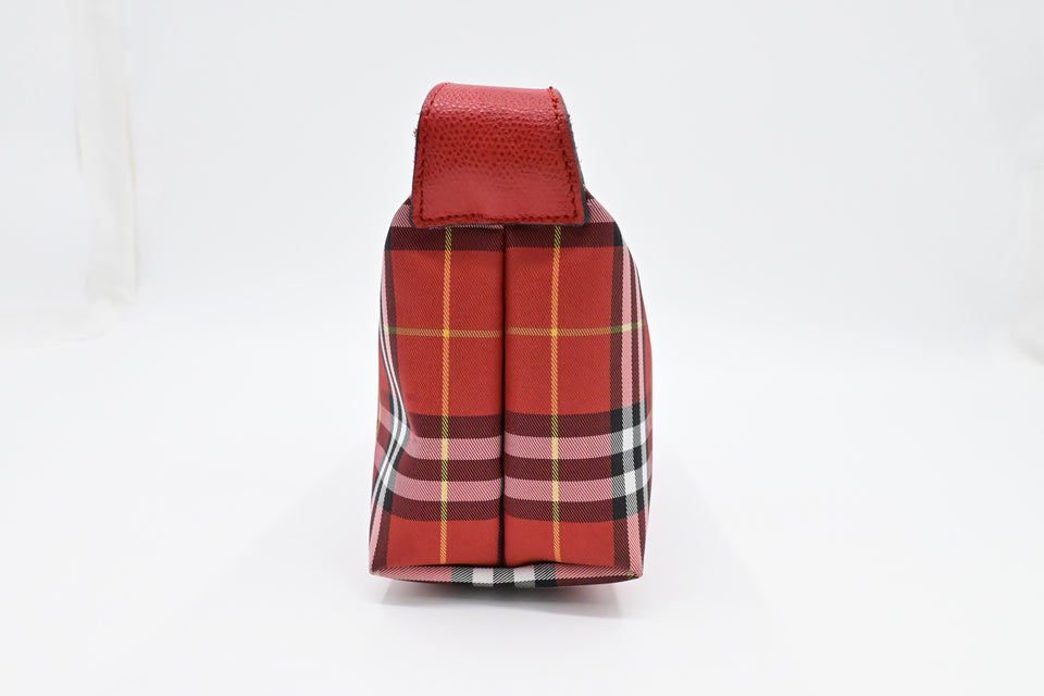 Burberry Wristlet in Red Check Canvas
