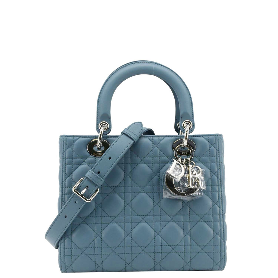 Christian Dior Lady Dior Medium Leather Shoulder Bag Sky Blue
