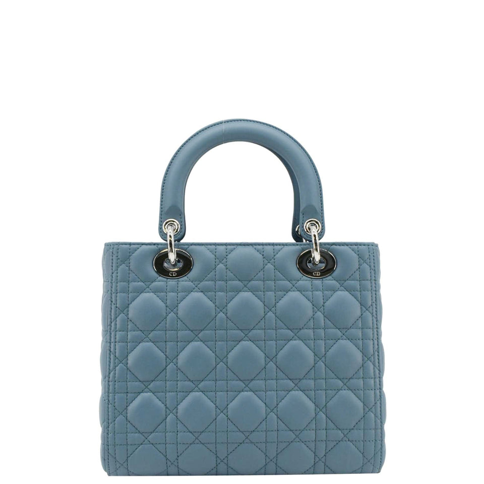Christian Dior Lady Dior Medium Leather Shoulder Bag Sky Blue