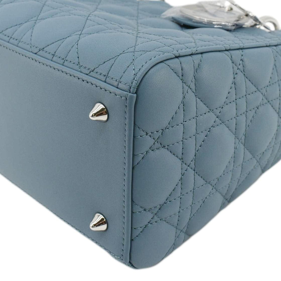 Christian Dior Lady Dior Medium Leather Shoulder Bag Sky Blue
