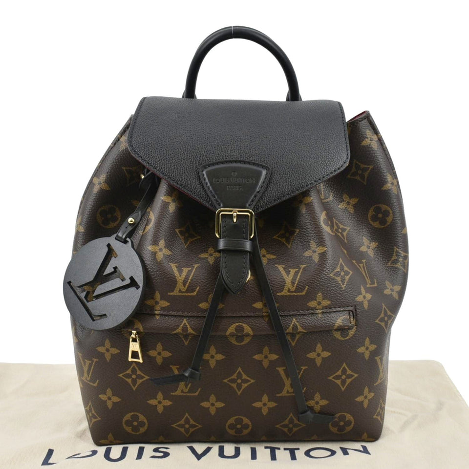 Louis Vuitton Montsouris NM Monogram Canvas Leather Backpack Bag Black