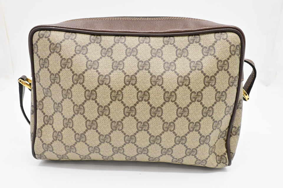 Gucci Crossbody Bag in GG Supreme Canvas & Brown Leather
