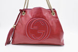 Gucci Soho Chain Shoulder Bag in Pink Red Leather