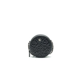 Chanel Camellia Round Clutch With Chain Black
