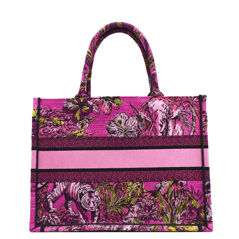 Christian Dior Medium Book Oblique Embroidered Canvas Tote Bag Pink