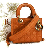 Christian Dior My ABCDior Small Cannage Leather Shoulder Bag Orange