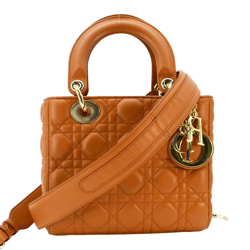Christian Dior My ABCDior Small Cannage Leather Shoulder Bag Orange