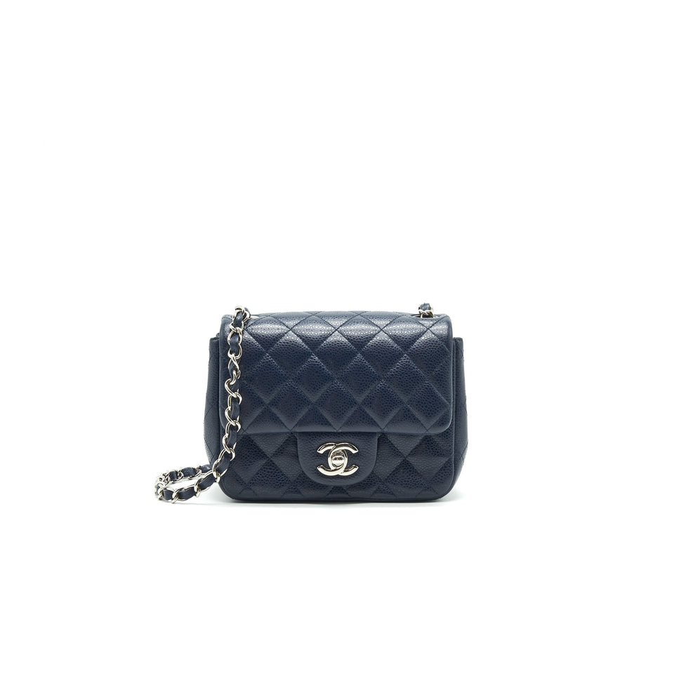 Chanel Mini Square Caviar Navy  serial 18