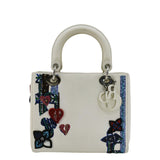 Christian Dior Lady Dior Patch Embellished Leather Tote Bag White