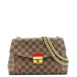 Louis Vuitton Caissa Chain Damier Ebene Clutch Shoulder Bag Brown