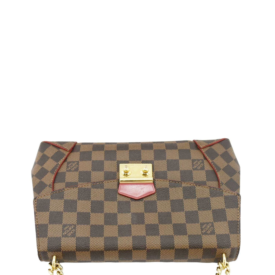 Louis Vuitton Caissa Chain Damier Ebene Clutch Shoulder Bag Brown