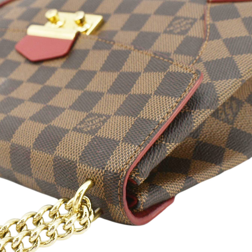 Louis Vuitton Caissa Chain Damier Ebene Clutch Shoulder Bag Brown