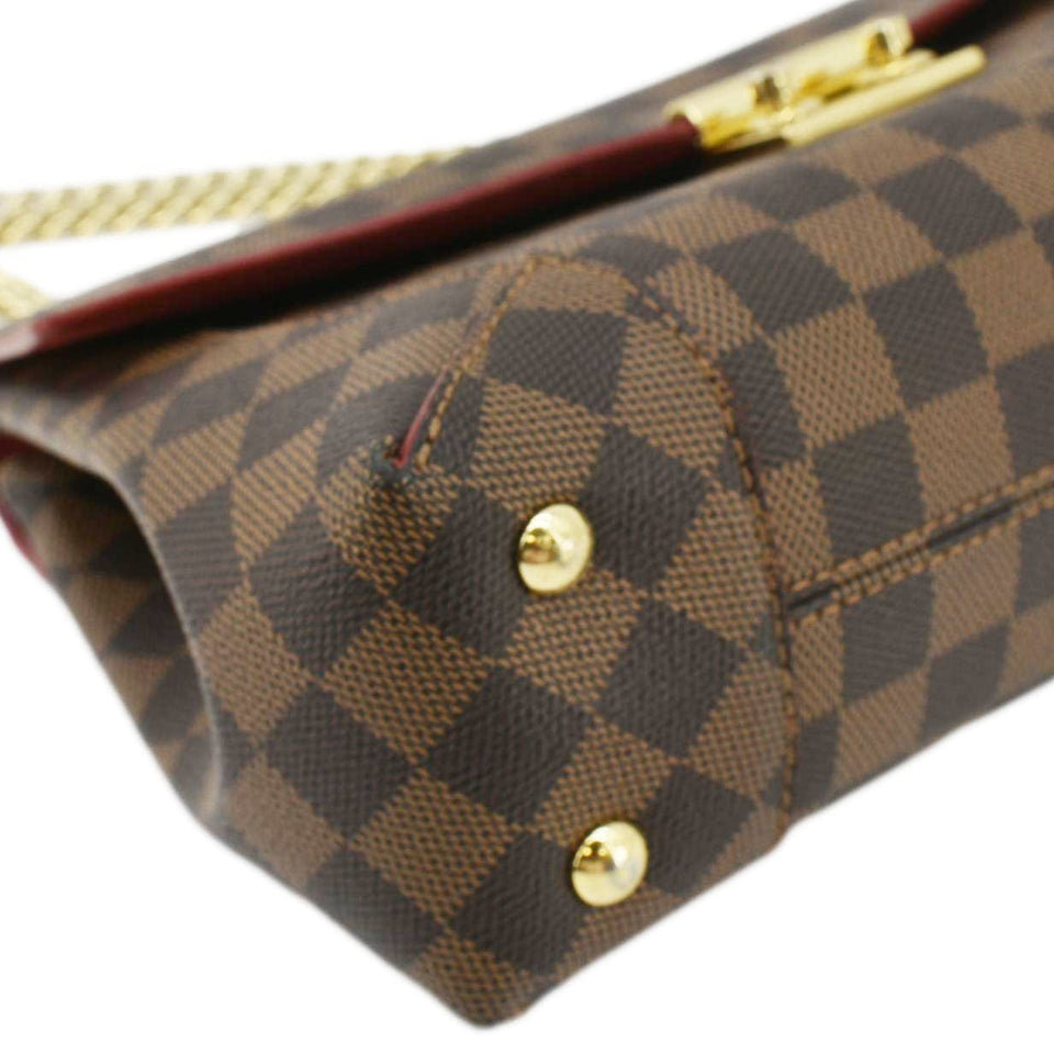 Louis Vuitton Caissa Chain Damier Ebene Clutch Shoulder Bag Brown