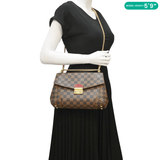 Louis Vuitton Caissa Chain Damier Ebene Clutch Shoulder Bag Brown