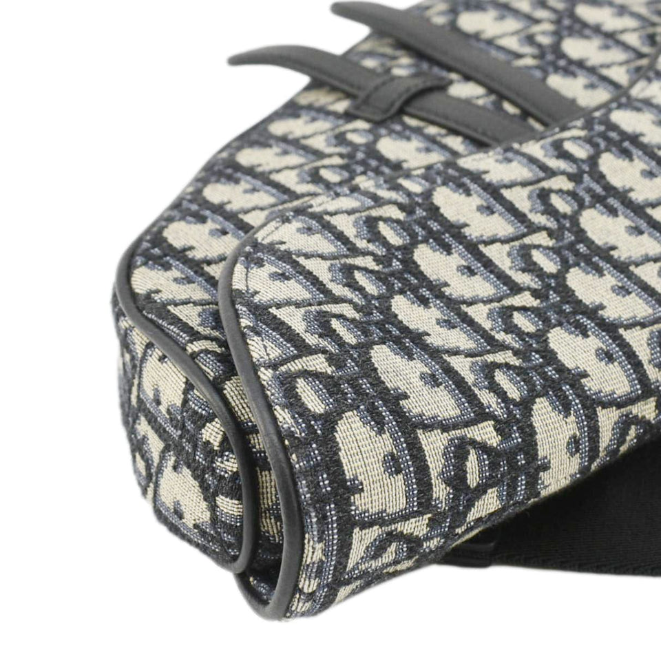 Christian Dior Saddle Oblique Jacquard Belt Crossbody Bag Navy Blue