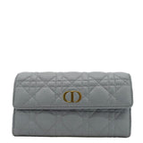 Christian Dior Caro Orchid Cannage Calfskin leather Long Wallet Gray