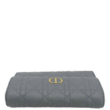 Christian Dior Caro Orchid Cannage Calfskin leather Long Wallet Gray