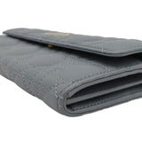 Christian Dior Caro Orchid Cannage Calfskin leather Long Wallet Gray
