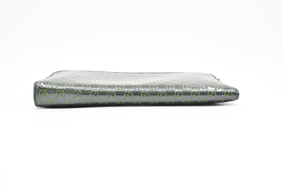 Gucci Long Zippy Wallet in Green Patent Guccissima Leather