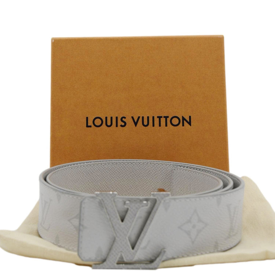 Louis Vuitton  LV Initiales Taiga Monogram Canvas Mens Belt White Size 95/38